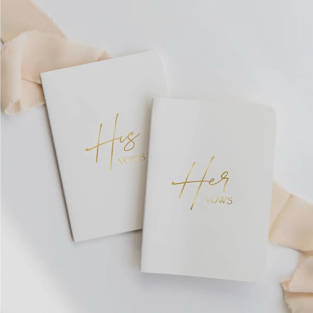 (New!) Gold-Embossed His & Hers Wedding Keepsake Vow Books (set)